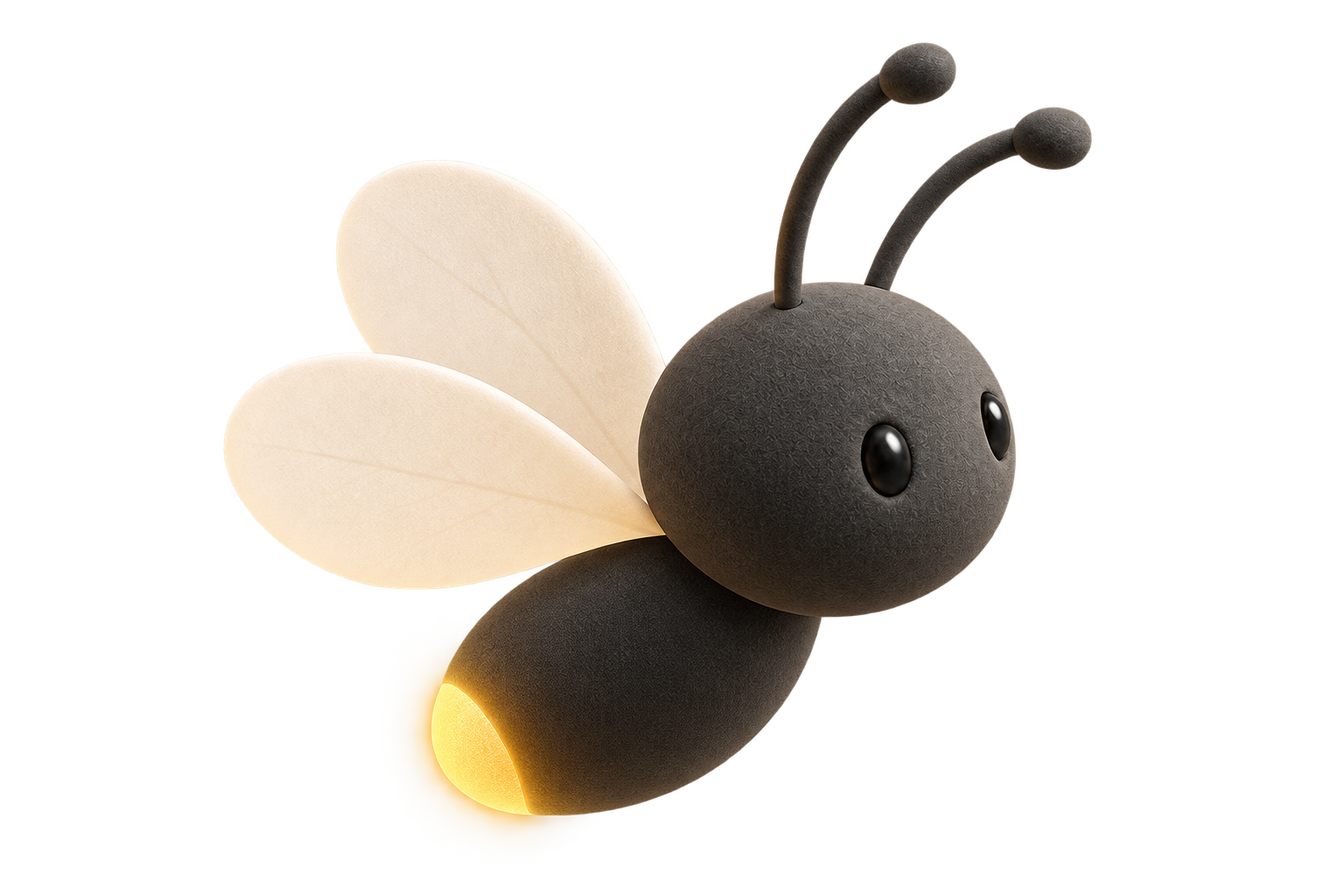 Lumi, um pequeno vagalume com a ponta do corpo iluminada